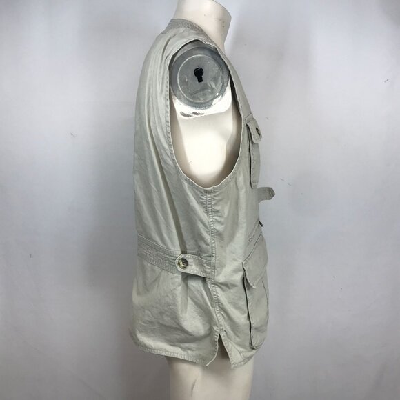 L.L. BEAN - MEN'S MEDIUM -BEIGE SAFARI TRAVEL FISHING PHOTOGRAPHY VEST - Picture 4 of 8